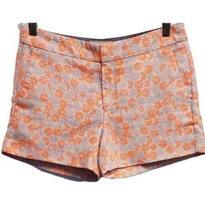 Banana Republic Cute White Short Orange Blue Textured Floral High Rise Shorts 4